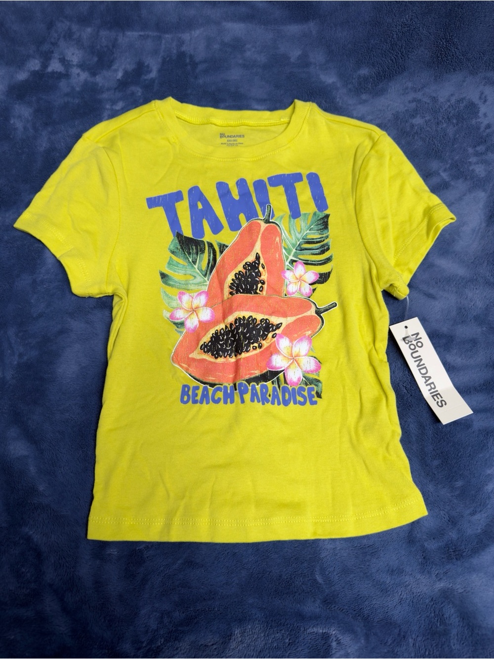 No Boundaries Yellow Tahiti Beach Paradise Graphic Tee